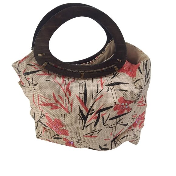 Sun N' Sand Women's Handbag Floral Cream  Pink One Size Woodhandel - Picture 7 of 10